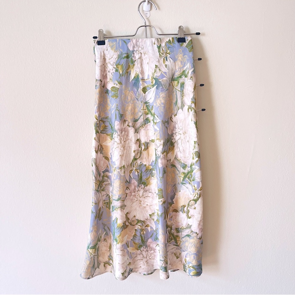 Aritzia Babaton Floral Midi Slip Skirt 0